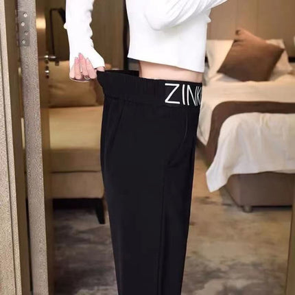 Wide Leg Women Elastic Waist Sexy Bottoms Girls Casual Trouser Pant - White