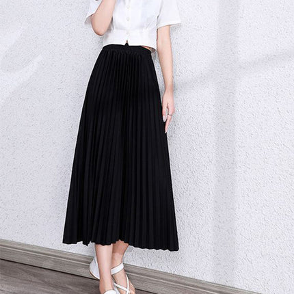 Pleated A-Line Party Wear Women Fashion Loose Skirt - Black