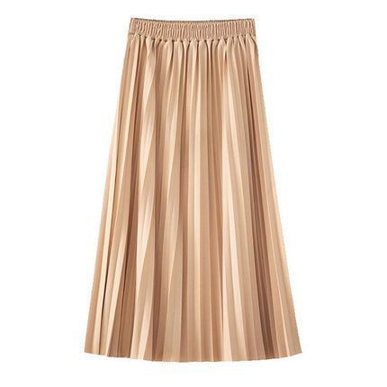 Pleated A-Line Party Wear Women Fashion Loose Skirt - Beige