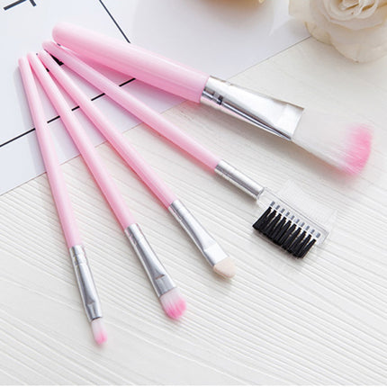 Five Pieces Makeup Foundation Brush Set - Pink