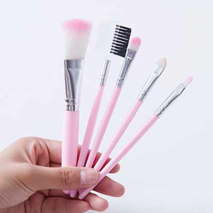 Five Pieces Makeup Foundation Brush Set - Pink