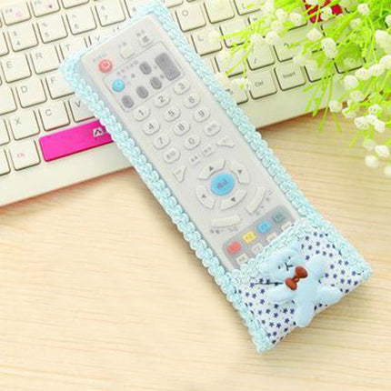 2 Pcs Velcro Closure Cute Bear Bow Patched Remote Cover - Blue