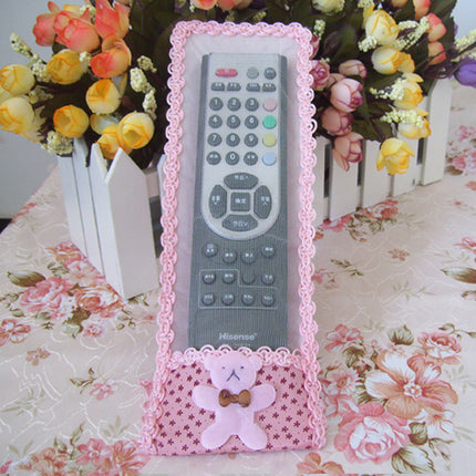 2 Pcs Velcro Closure Cute Bear Bow Patched Remote Cover - Pink