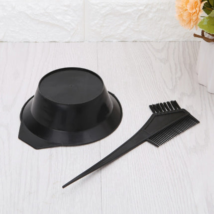 2 Head Plastic Hair Dye Brush Thin Comb With Bowl - Black