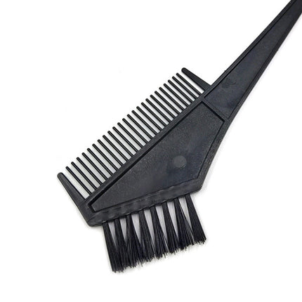 2 Head Plastic Hair Dye Brush Thin Comb With Bowl - Black