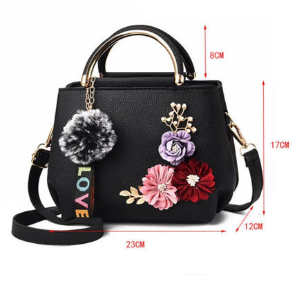 Flower Decoration Sweet Girl Small Shoulder Bag - Blue