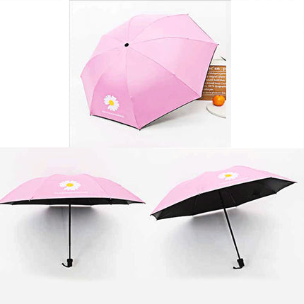 Small Daisy Three Fold Sun Protection Umbrella - Purple Pink