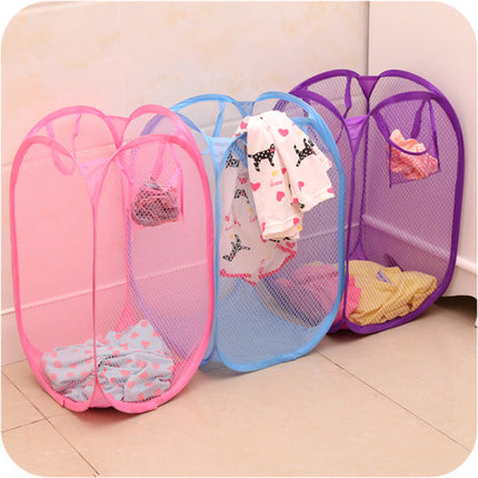 Foldable Mesh Dirty Clothes Laundry Storage Small Basket - Purple