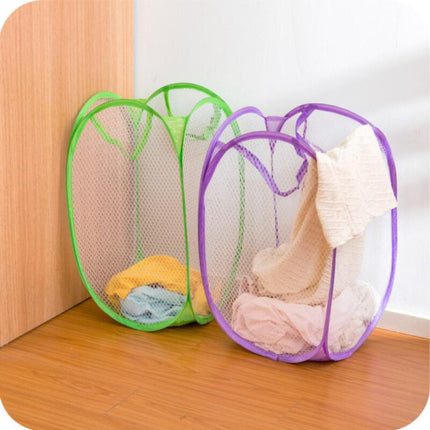 Foldable Mesh Dirty Clothes Laundry Storage Small Basket - Purple