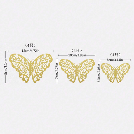 12 Golden Shiny Butterfly Wall Stickers for Stunning Room Decoration