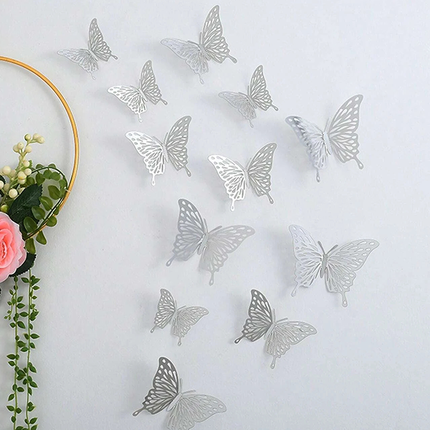 12 Golden Shiny Butterfly Wall Stickers for Stunning Room Decoration