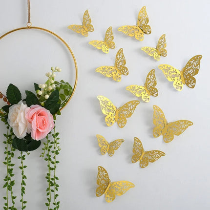 12 Golden Shiny Butterfly Wall Stickers for Stunning Room Decoration