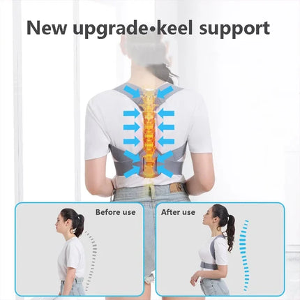 Adjustable Posture Corrector Belt Unisex Nylon Support Brace for Improved Back Alignment Blue Shade