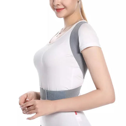 Adjustable Posture Corrector Belt Unisex Nylon Support Brace for Improved Back Alignment Blue Shade