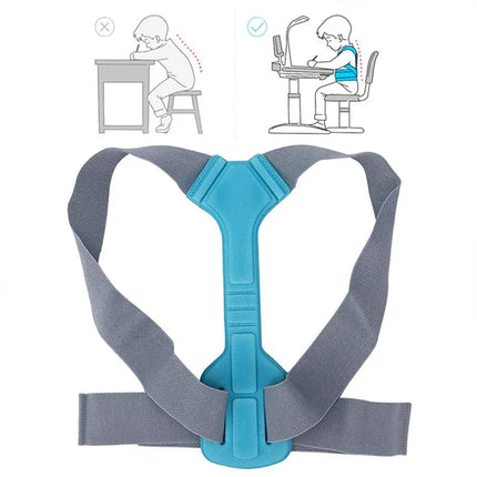 Adjustable Posture Corrector Belt Unisex Nylon Support Brace for Improved Back Alignment Blue Shade