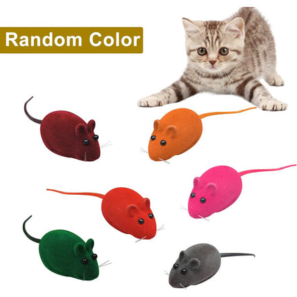 Cat Flocking Squeaking Mouse Shape Toy - Gray