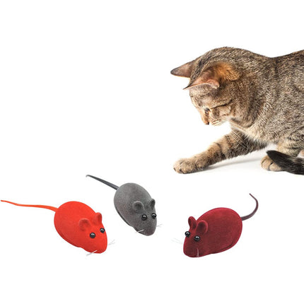 Cat Flocking Squeaking Mouse Shape Toy - Gray