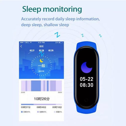 Fitness Tracker Heart Rate Monitor Smart Band - Blue