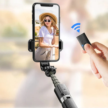 Aluminum Selfie Stick Tripod with Phone Holder Wireless Battery Powered Black Color Compatible with All Phone Models Bluetooth Remote