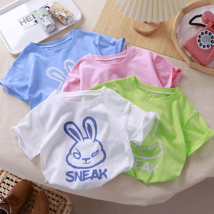 Cute Rabbit Print Kids Wear Soft Summer 2Pcs Matching Set - Pink