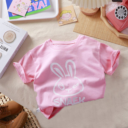 Cute Rabbit Print Kids Wear Soft Summer 2Pcs Matching Set - Pink