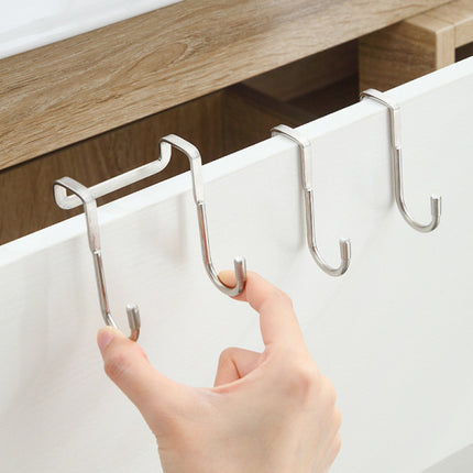 2 Pcs Stainless Steel Double Hooks Organizer Hangers - Silver