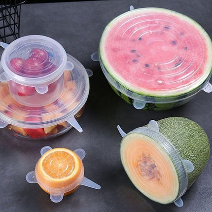 6 Pieces Silicone Food Storage Covers Reusable Airtight Wrap Transparent Flexible Silicone Stretch Bowl Cover Lids Set