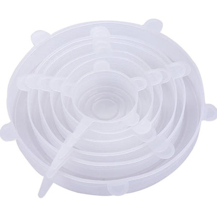 6 Pieces Silicone Food Storage Covers Reusable Airtight Wrap Transparent Flexible Silicone Stretch Bowl Cover Lids Set