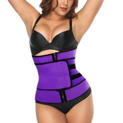 Purple Neoprene Waist Belt Postpartum Corset for Women Zipper Closure Velcro Body Shaping Abdomen Support Sports Sweat Belly Belt