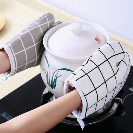 2 Pcs Heat Resistant Insulated Non Slip Heat Resistant Cooking Baking Gray Gloves