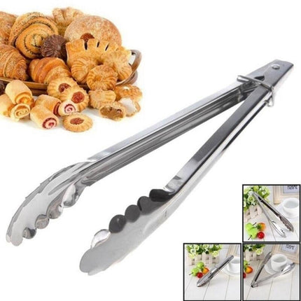 Stainless Steel Tongs BBQ Serving Grill Baking Non-Slip Kitchen Utensil Grilling Pastry Catering Cooking Steak Thong