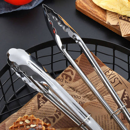 Stainless Steel Tongs BBQ Serving Grill Baking Non-Slip Kitchen Utensil Grilling Pastry Catering Cooking Steak Thong