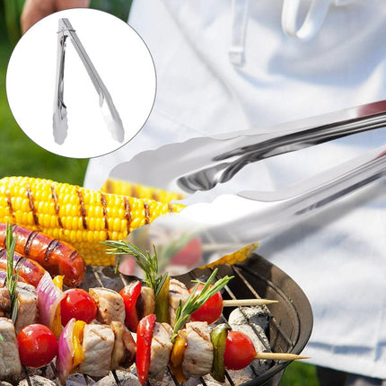 Stainless Steel Tongs BBQ Serving Grill Baking Non-Slip Kitchen Utensil Grilling Pastry Catering Cooking Steak Thong