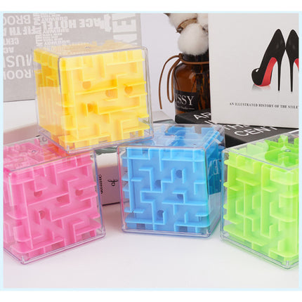 Kids Activity Children Playable Fun Time Gaming Rubik Cube Labyrinth Educational Puzzle Maze Toy - 8x8 Cm