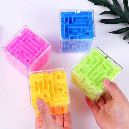 Kids Activity Children Playable Fun Time Gaming Rubik Cube Labyrinth Educational Puzzle Maze Toy - 8x8 Cm