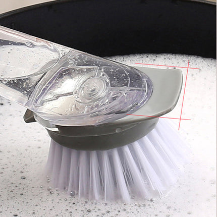 2 In 1 Double Head Long Handle Automatic Liquid Dispenser Washing Pot Brush Multi-Function Dishwashing Cleaning Sponge