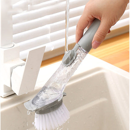 2 In 1 Double Head Long Handle Automatic Liquid Dispenser Washing Pot Brush Multi-Function Dishwashing Cleaning Sponge