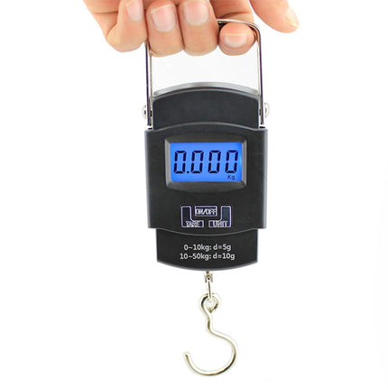 Electronic Portable Hanging Travel Luggage Weighing Hook Scale With Digital LED Screen Tare Function - 50 KG