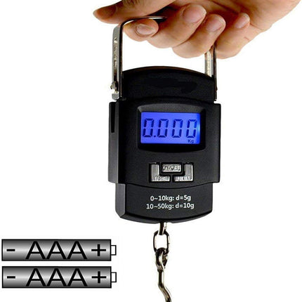 Electronic Portable Hanging Travel Luggage Weighing Hook Scale With Digital LED Screen Tare Function - 50 KG