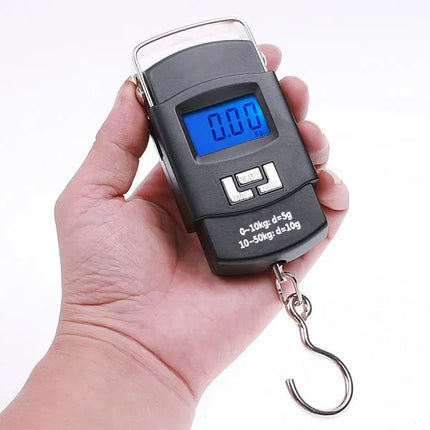 Electronic Portable Hanging Travel Luggage Weighing Hook Scale With Digital LED Screen Tare Function - 50 KG