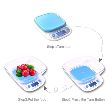 LCD Digital Display Electronic Kitchen Food Balance Professional Precision Weighing Scale With Bowl - 5 KG