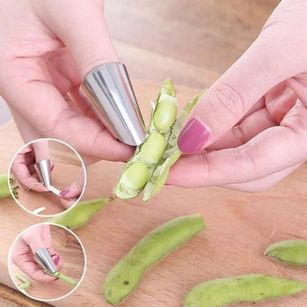 Stainless Steel Fruit Vegetable Pick Anti-Cut Hand Finger Nail Protector Cover Guard Peeler