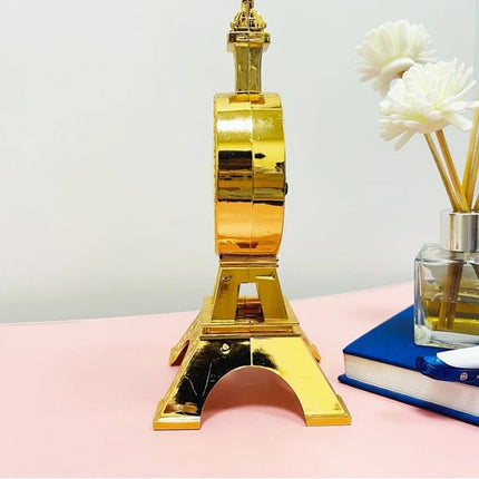 Elevate your decor with this Charming Eiffel Tower Tabletop Alarm Clock Enhance your fancy home decorations with this decorative silver timepiece