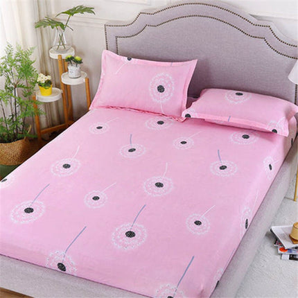 Floral Pink Cotton Blend Bed Sheet Set Queen Single Bed Soft Fabric Non Slip Elastic Fit Includes 2 Pillow Cases Queen Size (150x200 cm)