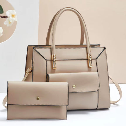 Premium PU Leather Zipper Closure Two Pieces Bag Set - Apricot