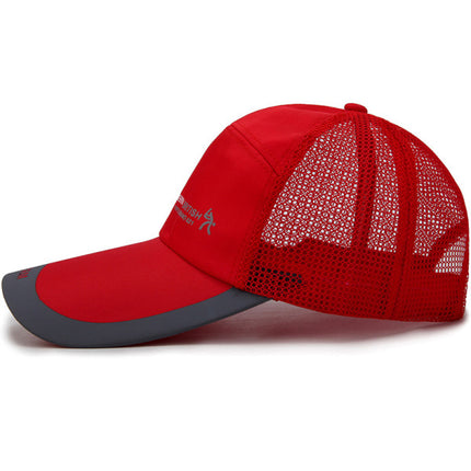 Mesh Net Adjustable Strap Sun Protective Hat Light Weight Men's Wear Unisex Outdoor Stylish Tongue Cap Fine Quality Fabric Adjustable Summer Protection Hat Red Cap