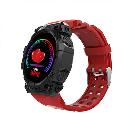 Fitness Tracker Digital Smartwatch Heart Rate Smart Band Unisex Men Women Rechargeable Red Black Alarm Round Dial Touch Screen Waterproof Running Step Count USB Charge Sports Watch Bracelet