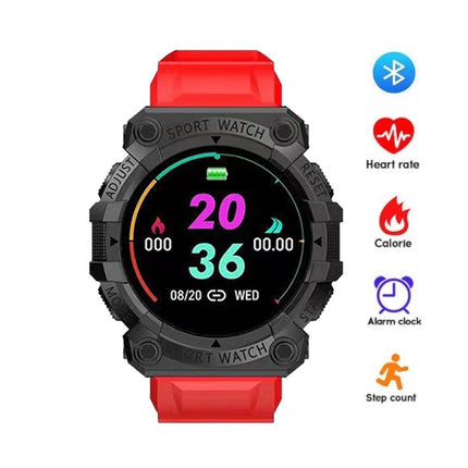 Fitness Tracker Digital Smartwatch Heart Rate Smart Band Unisex Men Women Rechargeable Red Black Alarm Round Dial Touch Screen Waterproof Running Step Count USB Charge Sports Watch Bracelet