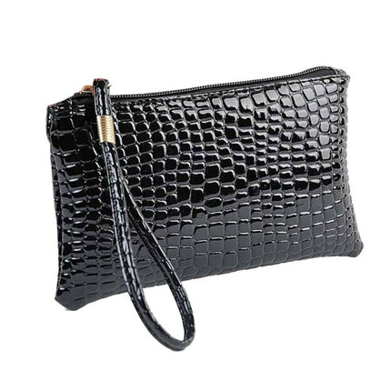 Luxury Crocodile Pattern Pink Synthetic Leather Wallet Slim Design Zipper Closure Handheld Mini Size Perfect for Party Occasions!