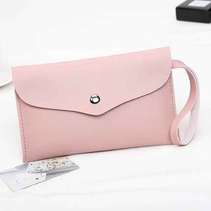 Vintage Pink Synthetic Leather Wallet Stylish Women's Handheld Strap Wristlet with Magnetic Lock High Quality Trendy and Compact